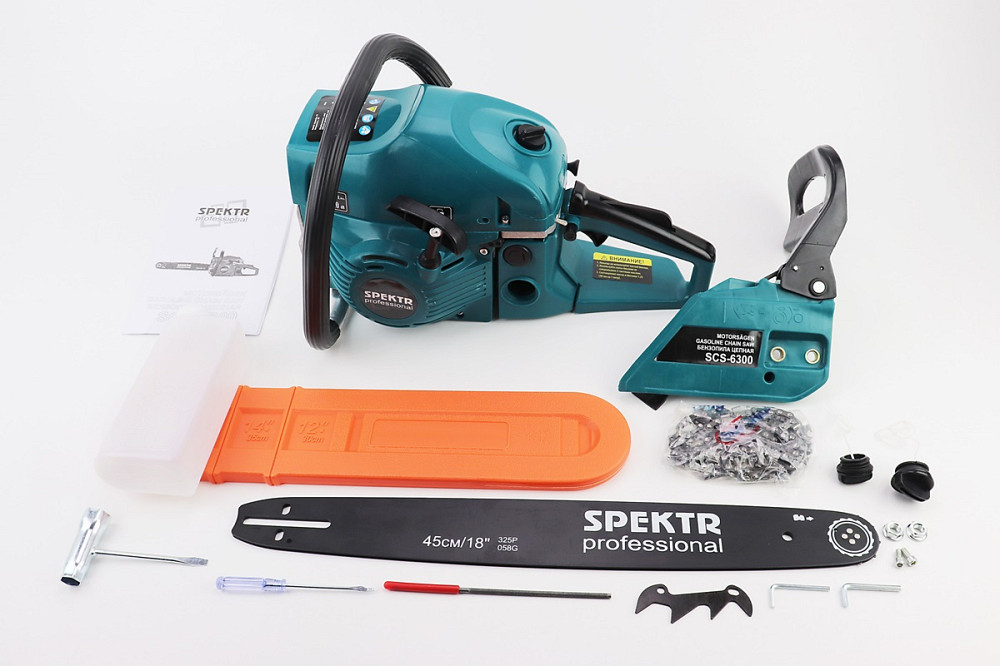 Бензопила SPEKTR SCS-6300 62cc (6,3кВт. шина 18", ланцюг 325-1,5-72зв. круг. зуб), плавний пуск Київ - фото 1