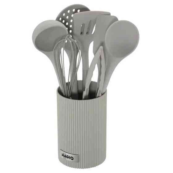 Кухонні аксесуари силікон, Набір лопаток на підставці, Набір кухонний універсальний LS-41 Івано-Франківськ