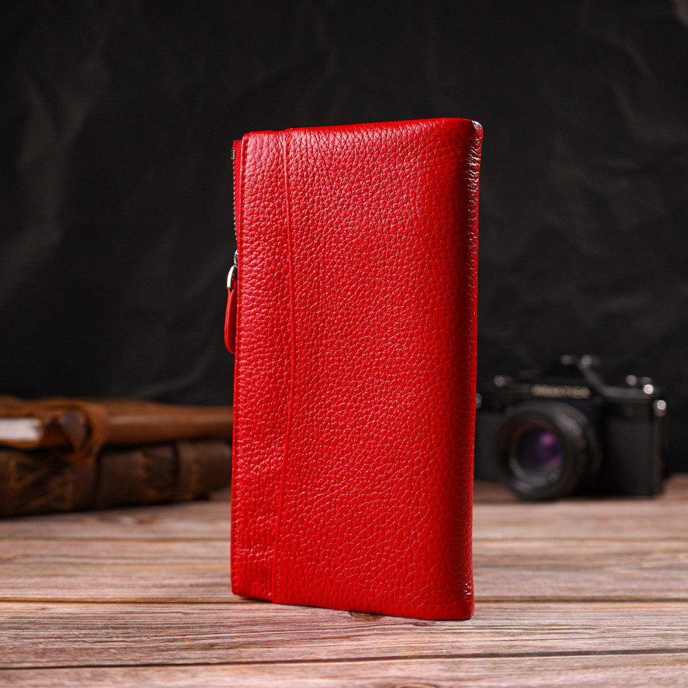 Яркий женский кошелек с удобным функционалом из натуральной кожи CANPELLINI 21895 Красный Киев - изображение 9