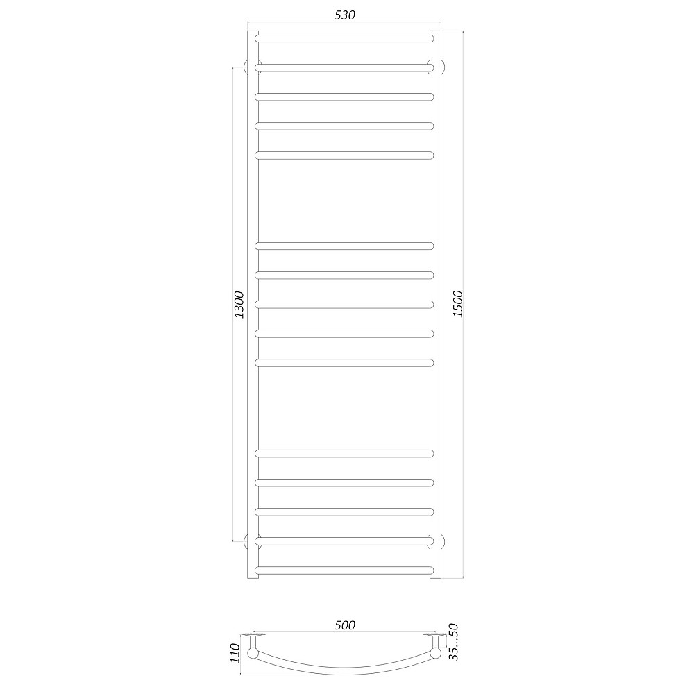 Рушникосушарка UNIO LDE W 1500-500-15 Драбинка Дуга Еліт вода Киев - изображение 4