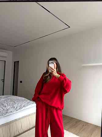 Женский повседневный костюм двойка турецкая петля Красный Одесса