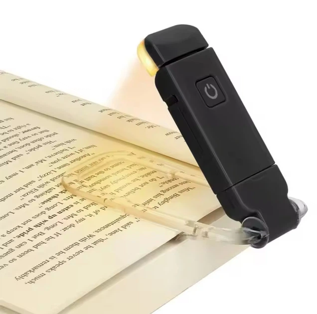 Акумуляторна LED лампа прищепка для читання USB, портативний ліхтарик для книги, 3 режими, чорна Київ - фото 4