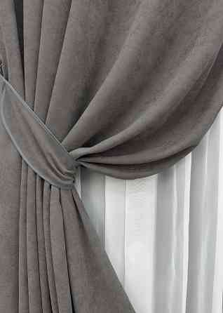 Комплект готових штор VR-Textil Мікровелюр Petek YL № 1705ш Світло-сірий 100х290 см 2 шт (31-905) Київ