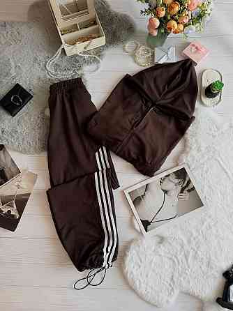 Жіночий стильний повсякденний костюм, двоколірний двонитка Шоколад, 42/44 Одеса