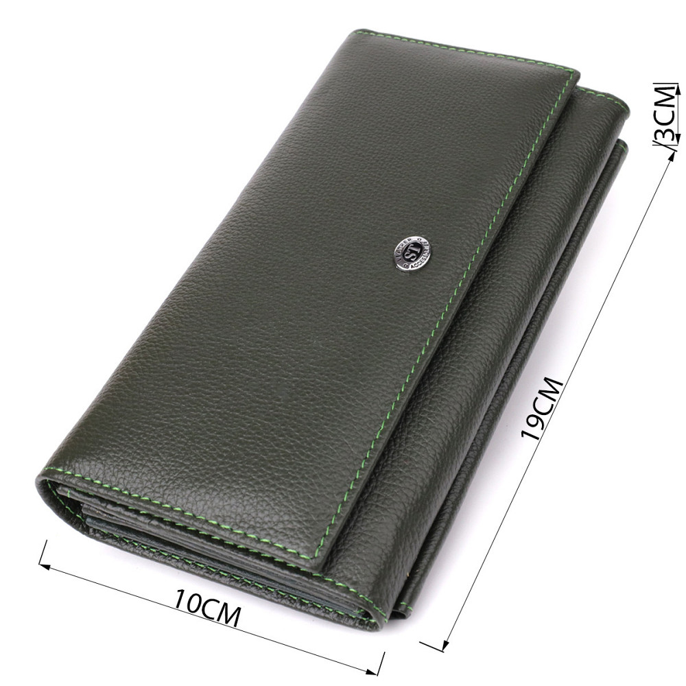 Шкіряний гаманець з кишенею для телефону зелений (ST Leather) Київ - фото 19