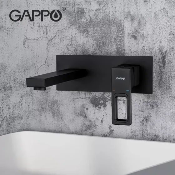 Смеситель для умывальника настенный GAPPO G1017-16 черный Киев