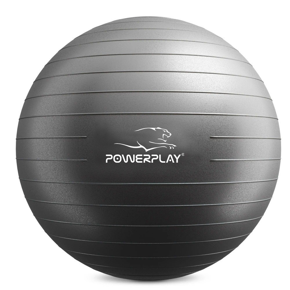 М'яч для фітнесу (фітбол) PowerPlay 4001 Ø65 cm Gymball  Чорний + помпа Каменское - изображение 10