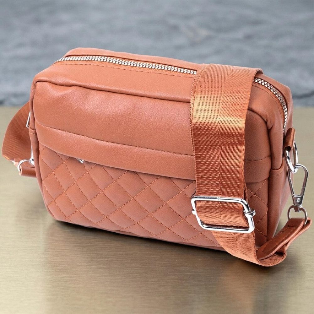 Женская сумка кросс-боди с монетницей из экокожи Vintage 22795 Рыжий Киев - изображение 11