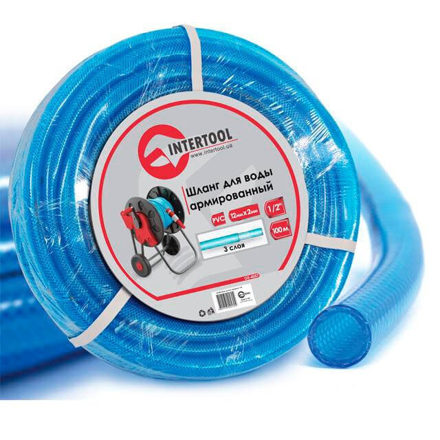 Шланг INTERTOOL GE-4057 для воды 3-слоя 1/2"армов.100м PVC Коломия - фото 1