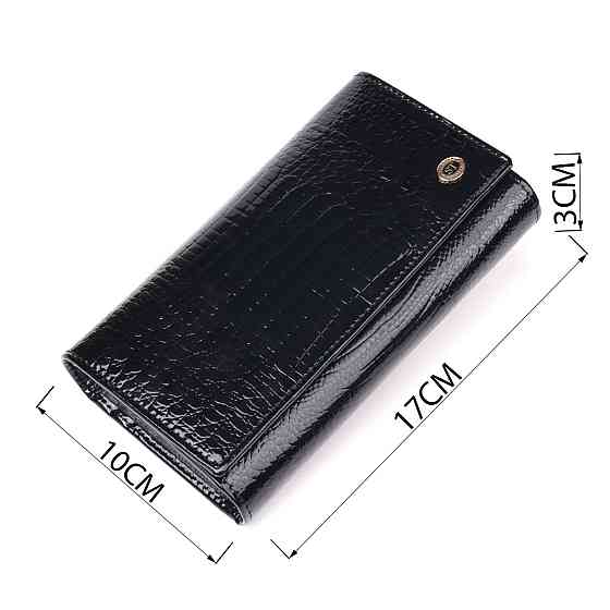 Лаковый женский кошелек с визитницей ST Leather 19403 Черный Киев