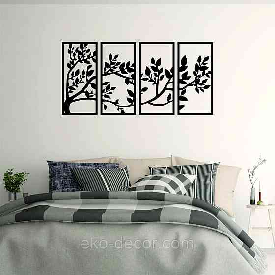 Декоративне настінне Панно «Весна», Декор на стіну 110*228 см, Чорний Київ