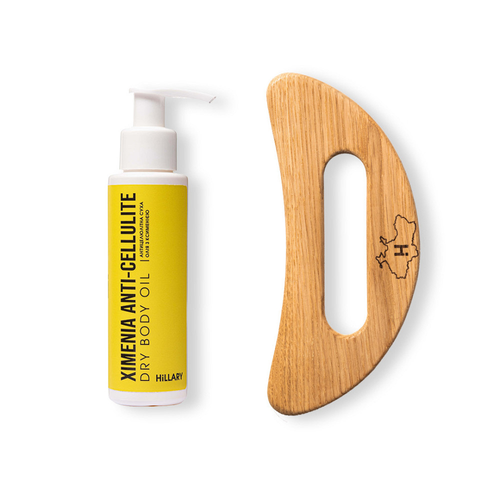 Скребок гуаша для тела древесный + Антицеллюлитное сухое масло с ксимией Киев - изображение 1