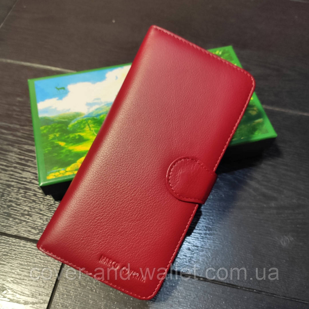 Стильный кожаный кошелек купюрник бордового цвета  Marco Coverna Киев - изображение 2