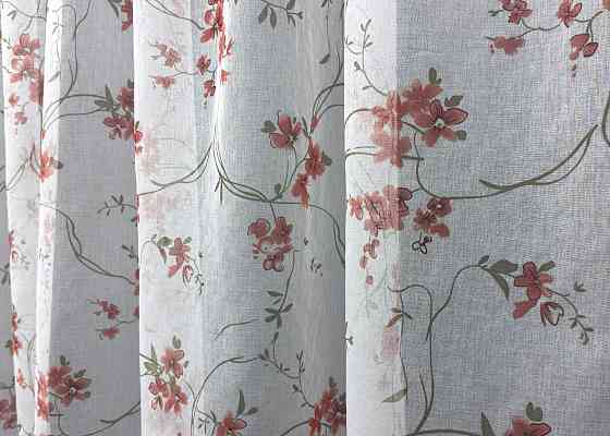 Тюль VR-Textil 1534т Flora Батист Белый с красно-коричневым 300х270 см (42-0445) Киев