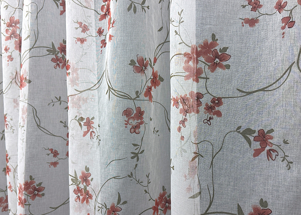 Тюль VR-Textil 1534т Flora Батист Белый с красно-коричневым 300х270 см (42-0445) Киев - изображение 6