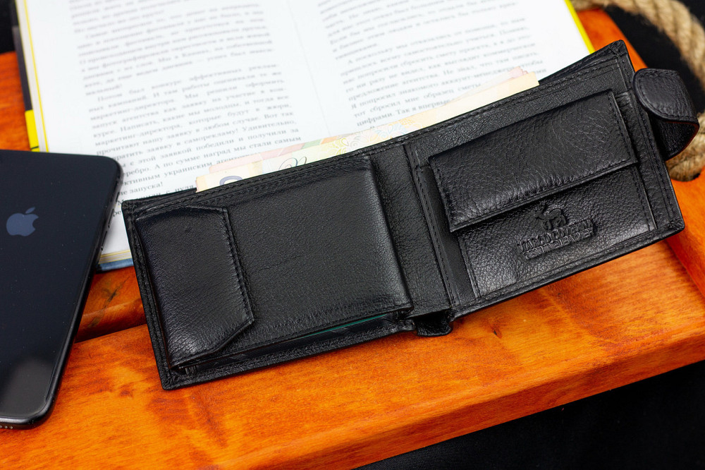 Черное мужское портмоне из натуральной кожи с визитницей Marco Coverna MC-2057-1 Киев - изображение 19