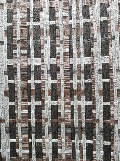 Шпалери метрові вінілові на флізелін AdaWall Beta метрові смуги під соломку чорні коричневі сріблясті Київ - фото 1