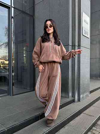 Женский теплый костюм двойка с лампасами из турецкого флиса Мокко, 46/48 Одесса