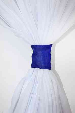 Кухонная занавеска VR-Textil № 104к ламбрекен и тюль синий с голубым и белым 200х170 см (50-876) Киев