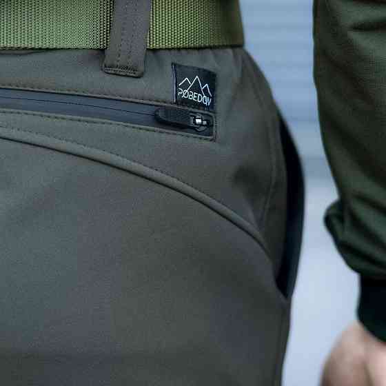 Чоловічі Штани Карго Pobedov Static тактичні штани Softshell з кишенями мікрофліс хакі Одеса