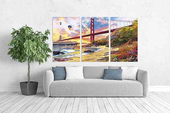 Модульна картина у вітальню/ спальню Міст Сан-Франциско ART-009_3A 70х130 см Київ