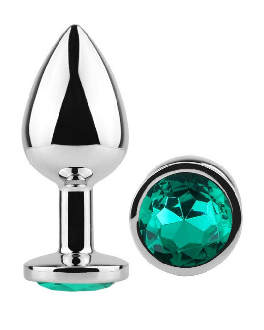 Анальна пробка з кристалом EGZO - Silver Round Plug Marine size S Sex Aura Київ - фото 2