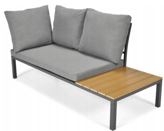 Комплект садових меблів LAGOS (кутовий диван + столик) зі сталі, з подушками, Сірий (Польща) Київ