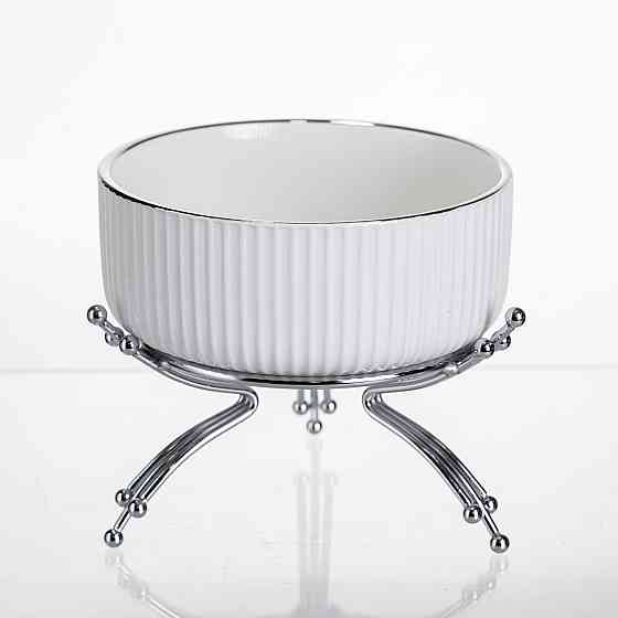 Салатник порцеляновий на металевій підставці Ø16 (см) Срібло LB-1568S Коломия