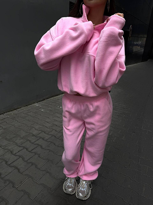 Женский удобный теплый костюм из флиса двусторонний Розовый, 46/48 Одесса - изображение 2