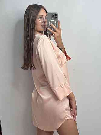 Жіноча нічна сорочка подовжена шовкова XL Персиковий Харків