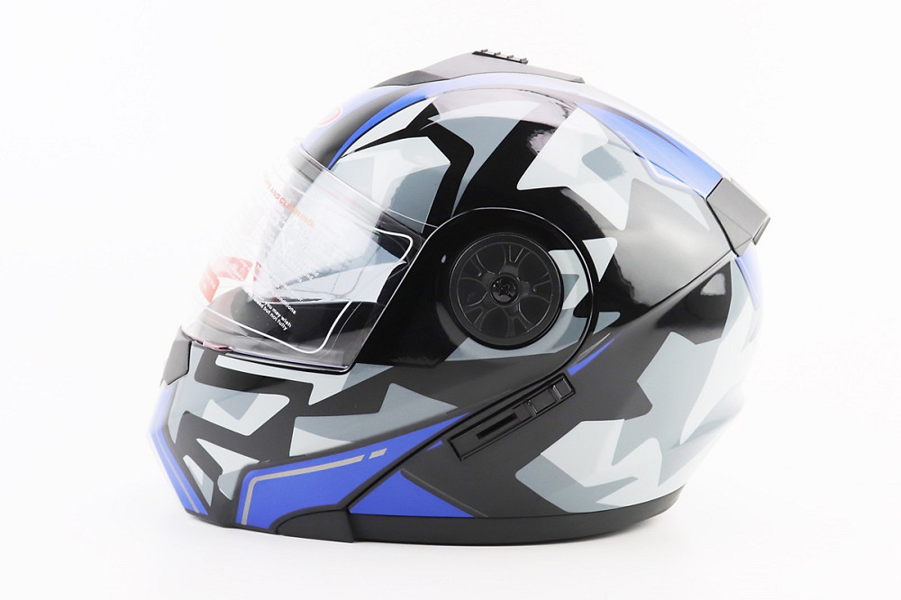 Шолом модуляр, закритий з відкидним підборіддям+відкидні окуляри BLD-159 М (57-58см), ЧОРНО-СИНІЙ Киев - изображение 4