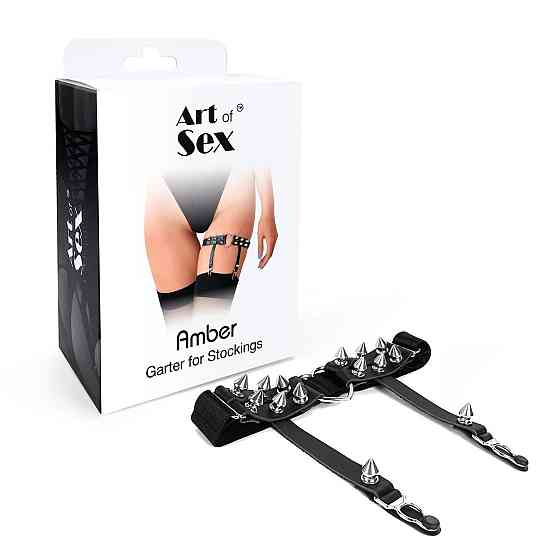 Гартер на ногу сердце с шипами из натуральной кожи Art of Sex Amber (1 шт.) Sex Aura Киев