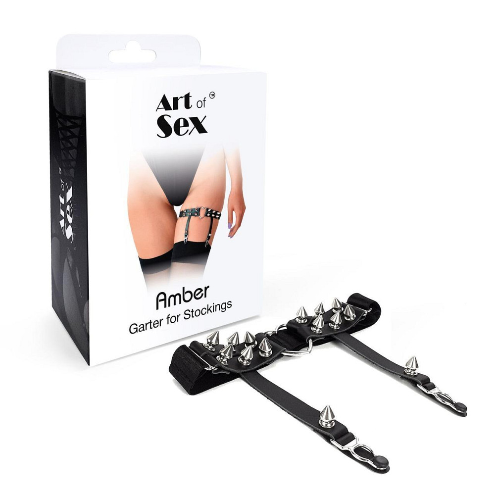 Гартер на ногу сердце с шипами из натуральной кожи Art of Sex Amber (1 шт.) Sex Aura Киев - изображение 3