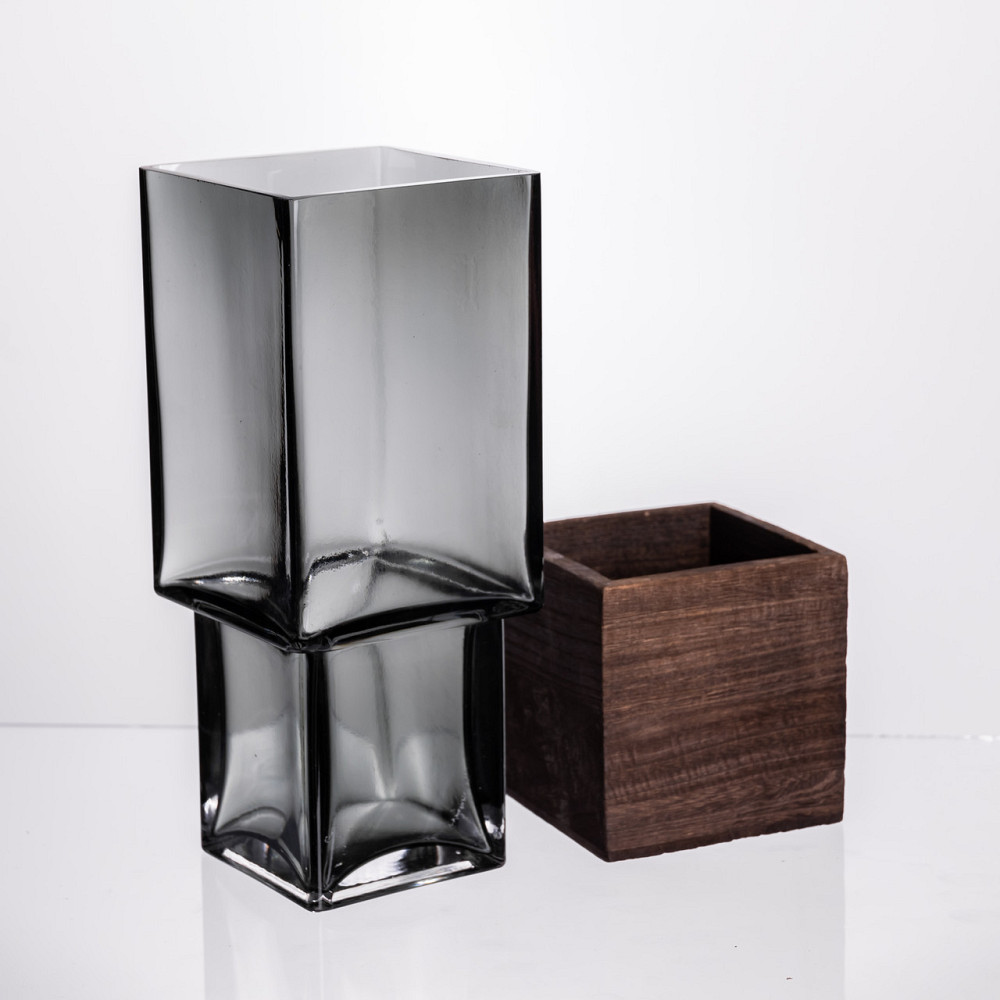 Yiwu Ваза для квітів квадратная скляна 10×10×25 (см) декоративна ваза 1.5 (л) із товстого скла Коломия - фото 2