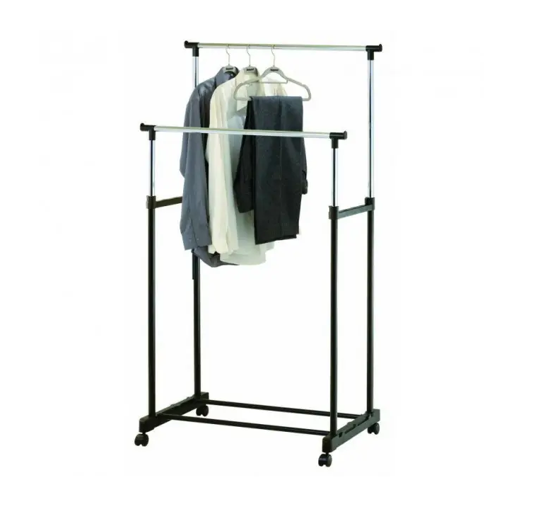 Телескопическая напольная двойная стойка-вешалка Double-Pole MINI 720–1300×450×1000–1600 мм для удобного хранения одежды Одесса - изображение 14