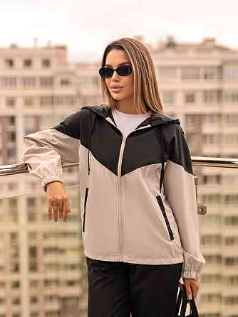 Стильний жіночий костюм з плащівки "Wolf"| Батал Чорний + бежевий, 50-52 Київ