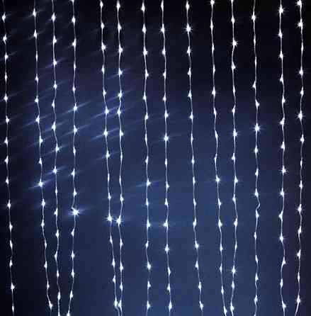 Гірлянда "Завіса-водоспад", 300 LED, 2,2*1,5 м, холодний білий колір, контролер, внутрішня Київ