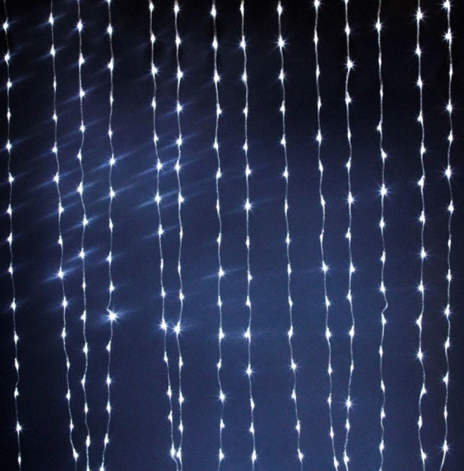 Гірлянда "Завіса-водоспад", 300 LED, 2,2*1,5 м, холодний білий колір, контролер, внутрішня Київ - фото 1