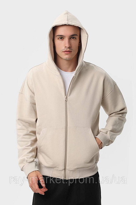 Худі на блискавці чоловіче базове RAY PREMIUM LOOSE бежеве (U0409М-Cream) XXL Київ - фото 4