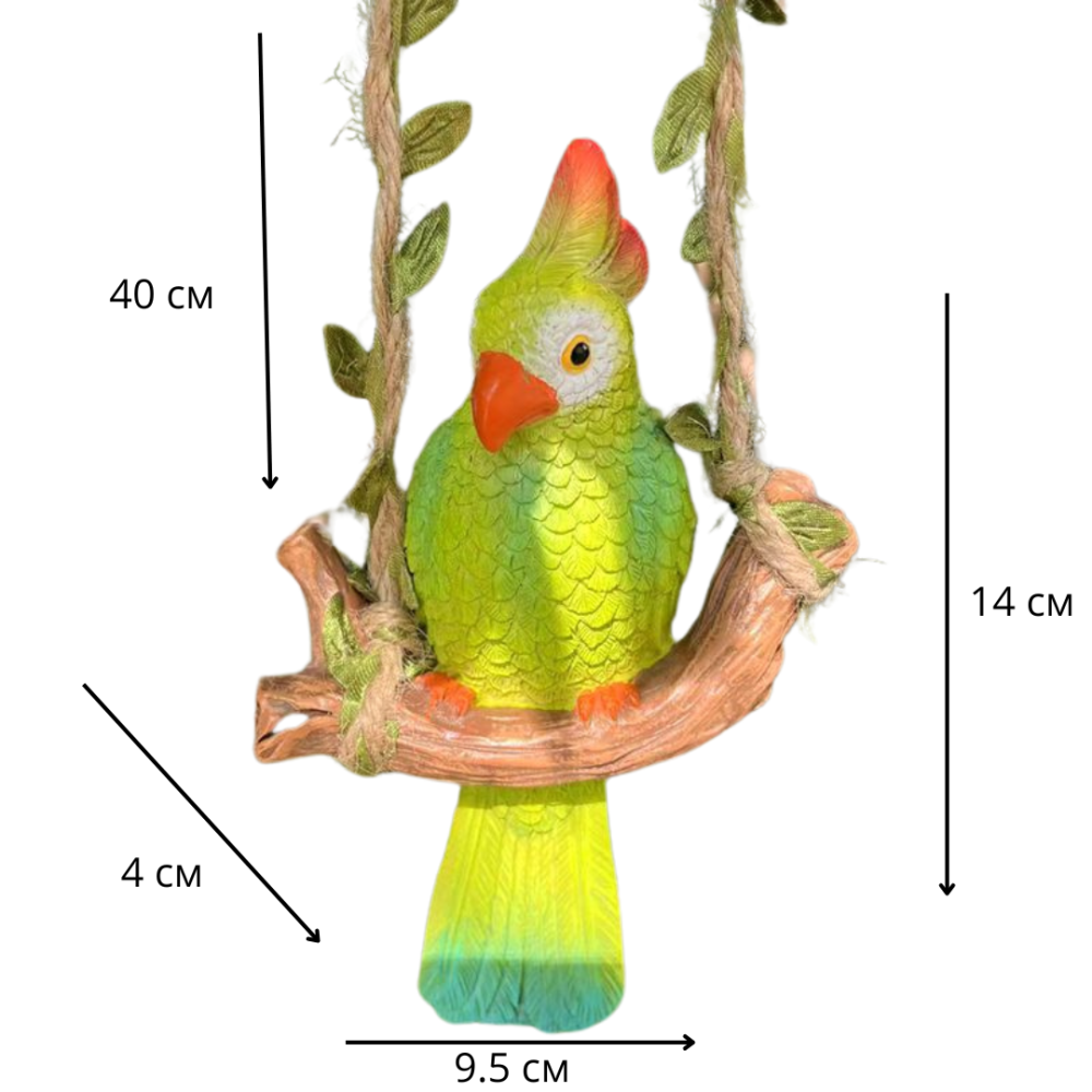 Садовая фигура Попугай Какаду на качели 14 х 9.5 х 4см Полистоун Одесса - изображение 2