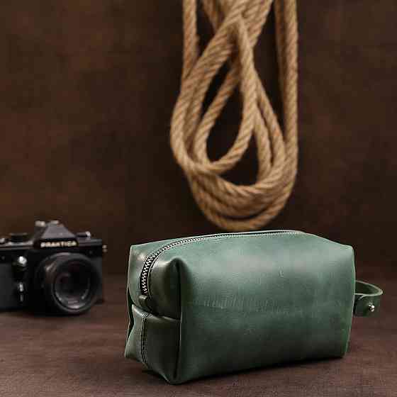 Кожаная косметичка унисекс GRANDE PELLE 11572 Зеленый Киев