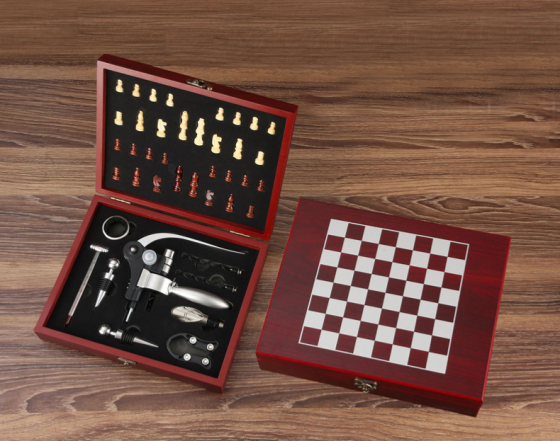 Набор для вина сомелье Шахматы 9 предметов в подарочном деревянном кейсе Бордо Кременчуг