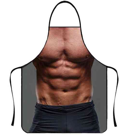 Фартух з приколом кухонний чоловічий з реалістичним торсом і пресом Київ
