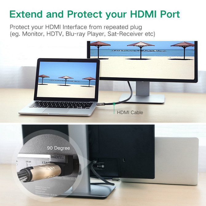 Перехідник HDMI Ugreen HD112 кутовий (Вгору, 270 градусів) Миколаїв - фото 4