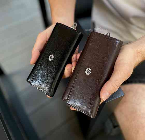 Черная ключница из натуральной кожи с отделением для денег ST Leather B416 Киев