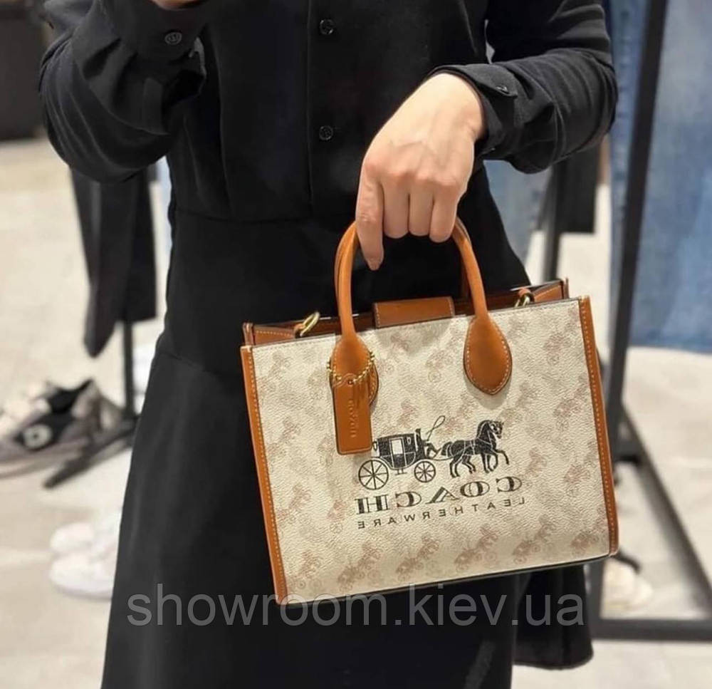 Жіноча сумка середніх розмірів Coach Ace бежева Lux Київ - фото 2