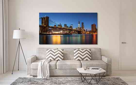 Картина полотно у вітальню / спальню  Бруклінський міст    MLP_391 ( 60х30см ) Київ