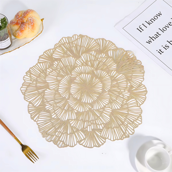 Сервірувальна серветка під гаряче ажурна, килимок сервірувальний килимок золотистий набір 2 шт Кам'янець-Подільський