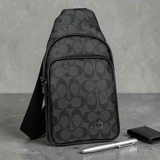 Чоловіча сумка бананка стиль Коач на груди, сумка-бананка слінг Coach преміум якість ( 22504 ) Харків