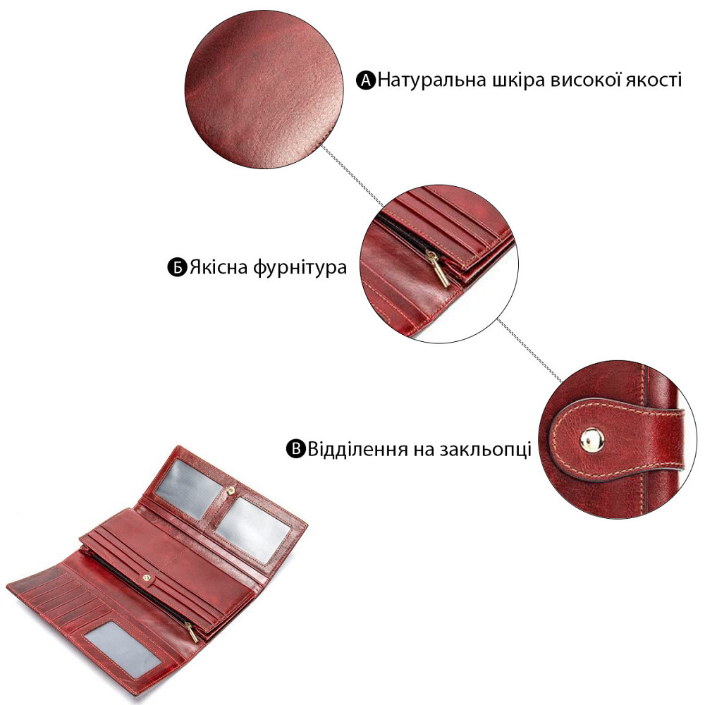 Гаманець жіночий Бордовий (Vintage) Київ - фото 9